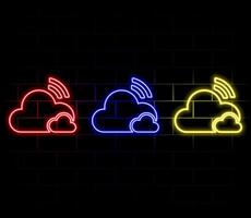 Wifi wireless internet cloud signal flat icon for apps. . Neon style. vector