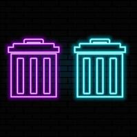 Neon recycle bin icon. trash neon icon. Glowing neon line Recycle bin with recycle symbol icon isolated on black background. vector