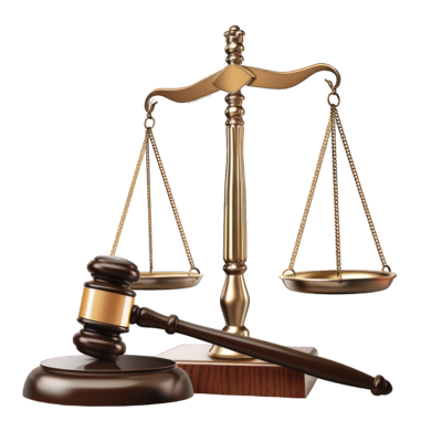 balance of justice with judge hammer transparent background