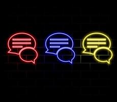 Outline neon chat icon. Glowing neon speech bubble, text message pictogram. Live chat and discussion, online conversation and dialogue, private group and channel. icon set, symbol for UI vector