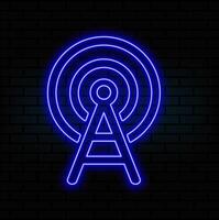 radio tower icon. Elements of Media in neon style icons. Simple icon for websites, web design, mobile app, info graphics isolated on brick wall vector