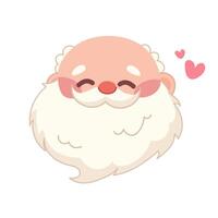 Smiling old man with beard and mustache. Kawaii Santa Claus with no hat. character on white background vector