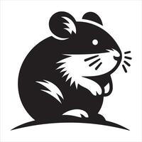 Adorable little hamster Graphic silhouette image set against a white backdrop vector