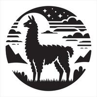 Graphic artwork of an alpaca silhouette vector