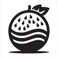 A basic graphic black silhouette of a watermelon with a leaf icon vector