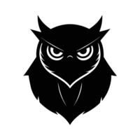 A black owl angry face and a white background vector
