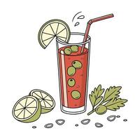 A glass with mocktail limes vector
