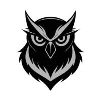 Black and white owl logo with open eyes vector