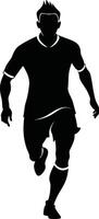 Black silhouette man soccer player running vector
