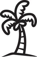 Minimalist Palm Tree Outline Icon for Summer Graphics vector
