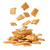 Crispy Square Tempeh Chips Piled and Floating png
