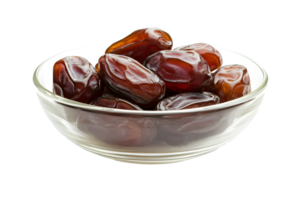 Fresh Medjool Dates in a bowl isolated on transparent background png