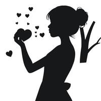 Silhouette of a woman blowing a heart shape vector
