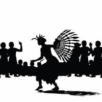 A silhouette of a dancer with a feather in her hand vector