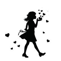 Silhouette of a girl blowing bubbles vector