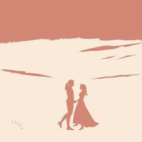 A couple in silhouette standing on a beach vector
