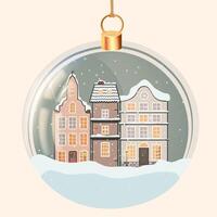 It resembles a charming snow globe that has houses situated within it vector