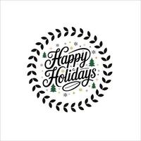Stylish Happy Holidays with Swirls Stars and Christmas Trees vector