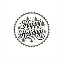 Festive Happy Holidays Script with Snowflakes and Golden Stars vector