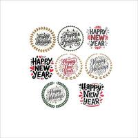 New Year Typography with Hearts Splashes in Red Black vector
