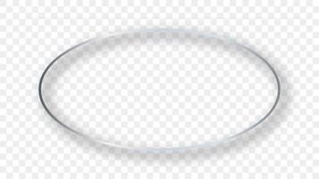 Silver glowing oval shape frame with shadow vector
