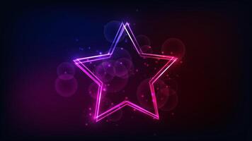 Neon frame in star form with shining effects and sparkles vector