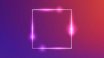 Neon square frame with shining effects vector