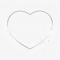 Silver glowing heart shape frame with sparkles vector