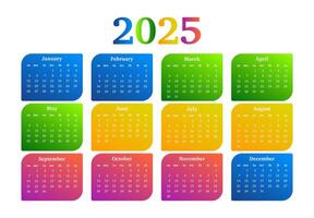 Calendar for 2025 isolated on a white background vector