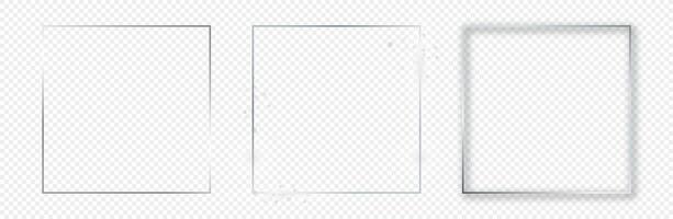 Silver glowing square frame vector