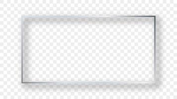 Silver glowing rectangular shape frame with shadow vector