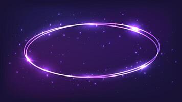 Neon oval frame with shining effects vector
