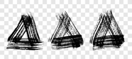 Black grunge brush strokes in triangle form vector