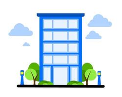 Illustration of a modern office tower with reflective glass windows and sleek design, representing business and urban development vector