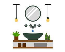 Illustration of a simple, round basin sink with a minimalistic design, suitable for modern or traditional bathroom decor vector