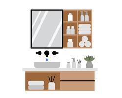 Illustration of a sink with additional storage compartments and accessories, representing a fully equipped, functional wash station vector
