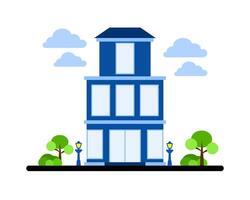 illustration of an office building set in a busy downtown area, capturing the essence of urban workspaces vector