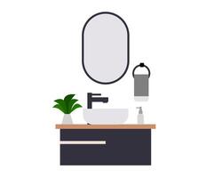 Illustration of a low, accessible sink with fun, minimalist features, ideal for schools or family-friendly spaces vector