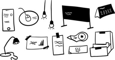 Cute Office Object Collection in Doodle Style vector