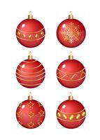set with christmas red balls with gold. Great decorative element or your Christmas and New year design vector