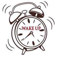 An alarm clock with the word wake up vector