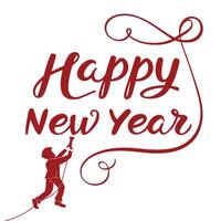 Happy new year greeting card with a man climbing a rope vector