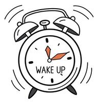 An alarm clock with the word wake up written on it vector
