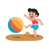 A cartoon boy playing with a beach ball vector