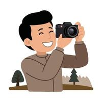 A man taking a photo with a camera vector