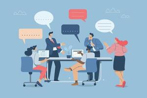Concept of polite communication skills, Effective communication and respect in different situations, Expressing opinions effectively in teamwork. design illustration. vector
