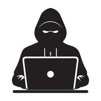 Hacking, black head hacker, hacker back silhouette vector