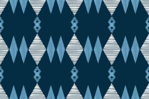 Blue color wallpaper background ikat pattern geomatric design ethnic ikat fabric motif. vector