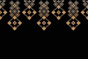 Fabric pattern with black color background fabric pattern cross stitch. vector