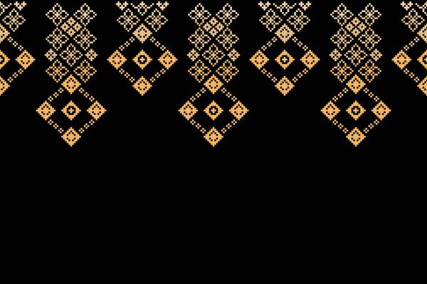 Fabric pattern with black color background fabric pattern cross stitch.